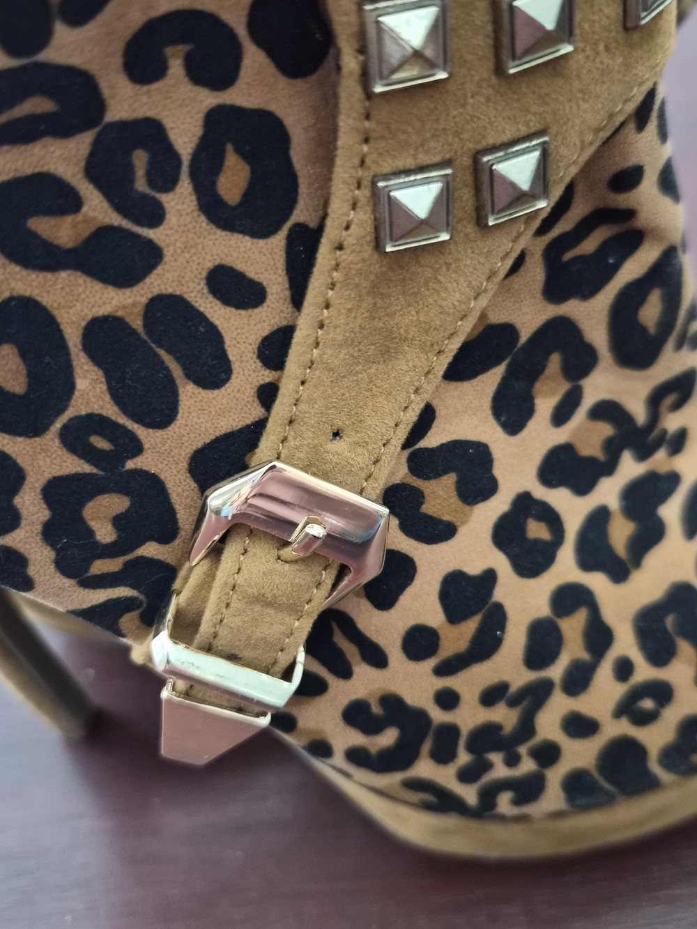 Leopard Print Studded Platform Ankle Boots - Women - Picture 9 of 14